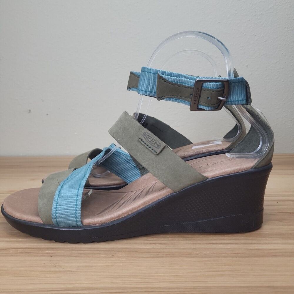 Keen Womens Skyline 1014310 Green Beige Wedge Heel Ankle‎ Strap Sandals Size 9.5